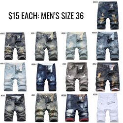 $15 EACH: MEN’S SIZE 36 DENIM JEAN SHORTS
