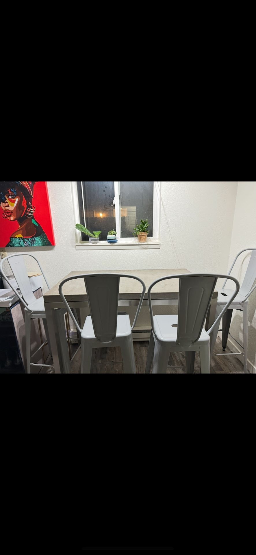 Concrete High Top Table With 4 Chairs