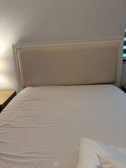 White Upholstered Bed Headboard
