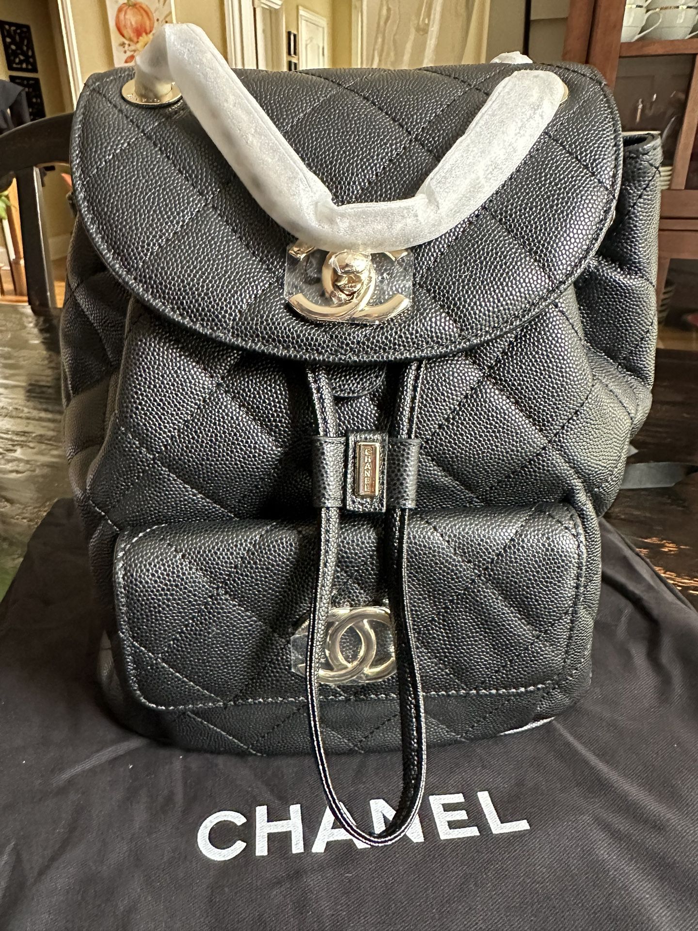 Chanel Duma Black Caviar Backpack 