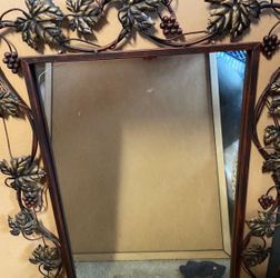 Mirror  Grape Vine  Metal Brass Frame