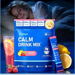 Calm Magnesium Glycinate Powder Drink Mix for Relax & Sleep Aid, Cortisol Reducer Supplements for Women Men w/ KSM-66 Ashwagandha L-Theanine Vitamin D