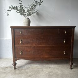Antique Solid Wood Dresser with Brass Drop Pulls