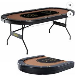Barrington 10 Player Folding Poker Table with Steel Cup Holders & Padded Rails – No Assembly Require