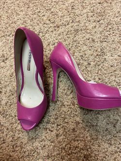 2 BCNG Shoes Hot Pink And Purple Leather High Heels Sandals