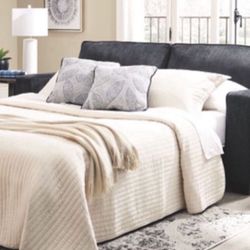 New Dark Blue Sofa Couch With Pull Out Queen Sized Memory Foam Sleeper Bed Mattress 