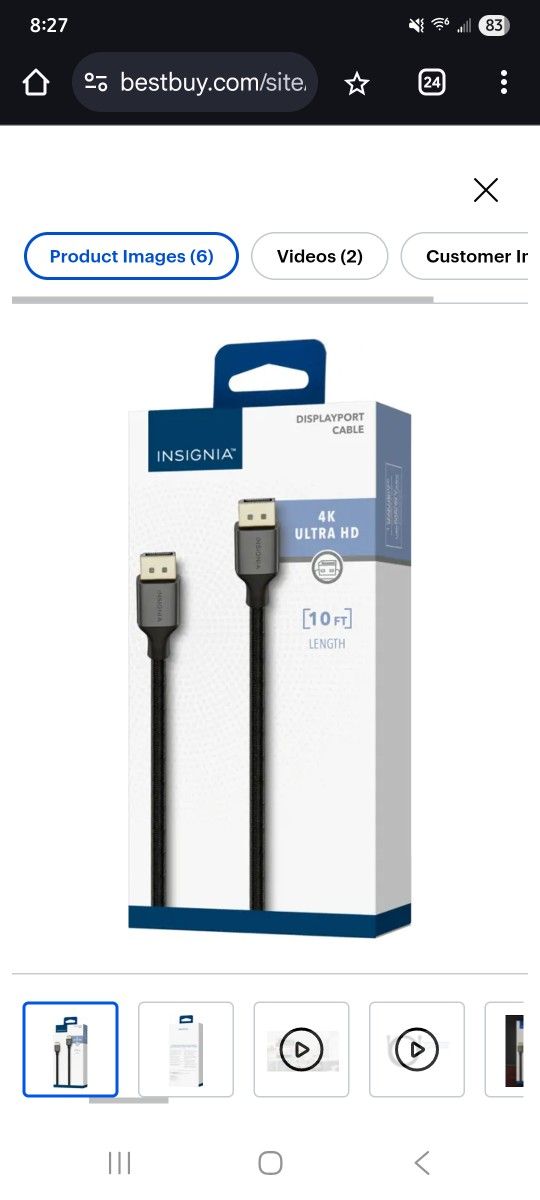 Insignia 10' DisplayPort Cable - Black