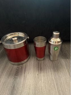 Cynthia Rowley ice bucket and shaker