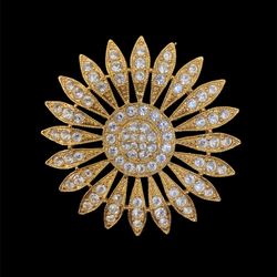 Vintage Daisy Sunflower Starburst Brooch Pin