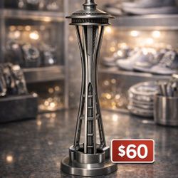Space Needle Collectible Sculpture – Rare Metallic Display Piece