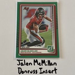 Jalen McMillan Tampa Bay Buccaneers WR Donruss Short Print Insert Card. 