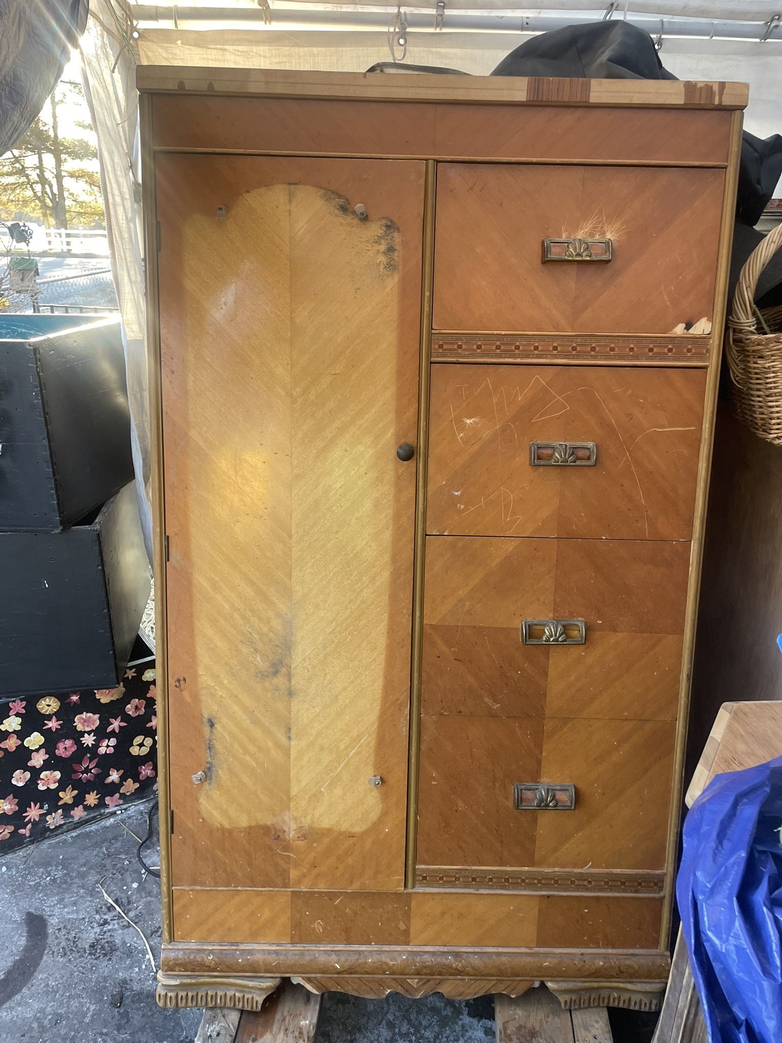 Vintage wardrobe cedar cabinet
