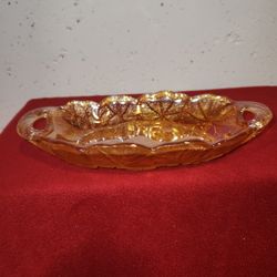 Vintage Carnival Glass Serving Tray Marigold Indiana Glass 