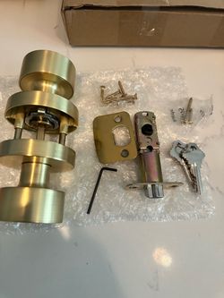 Brushed Gold Door Knob Lock Set with Keys