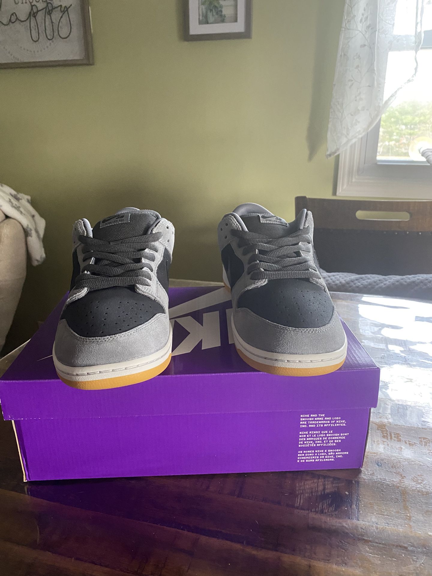 NIKE SB DUNK LOW PRO BLACK AND SMOKE GREY SIZE 14