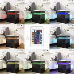 New 2 Black Led Nightstands 