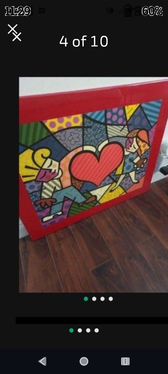 "HEART KIDS" BY ROMERO BRITTO Acrylic/ sculpture picture can hang RARE! Great condition! There are NO papers or certificates!
