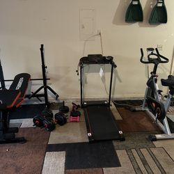  Bike, Treadmill And Weights With A Bench 