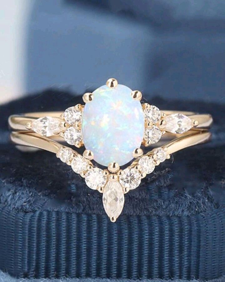 Opal Wedding Ring With Wedding Band