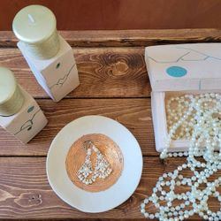 Handmade Clay Jewelry Box Tray And Candle Holders