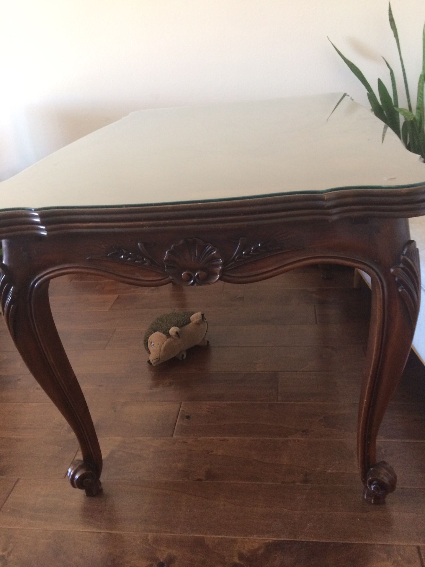 Free beautiful antique table. All wood color is dark brown.