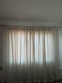 Natural pinch pleated linen blend curtains 42 W x 90 L