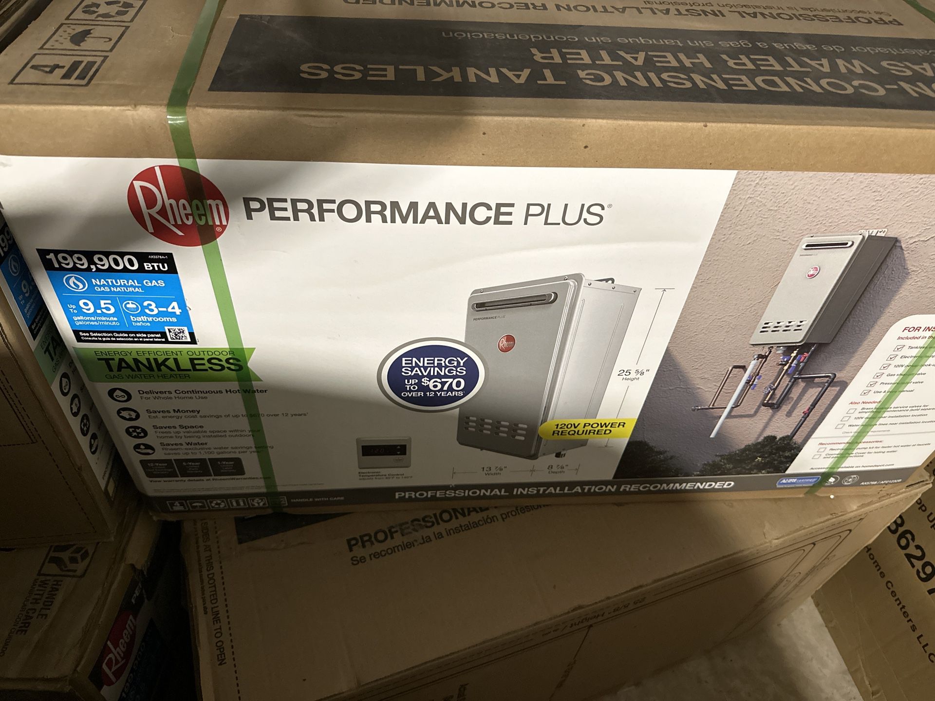 Rheem 9.5 GPM Natural Gas Outdoor Tankless Water Heater *Brand New*
