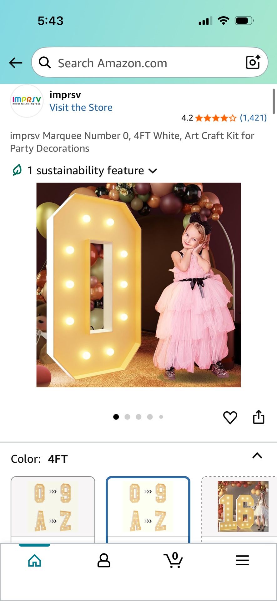 3ft Number 0 Display Board