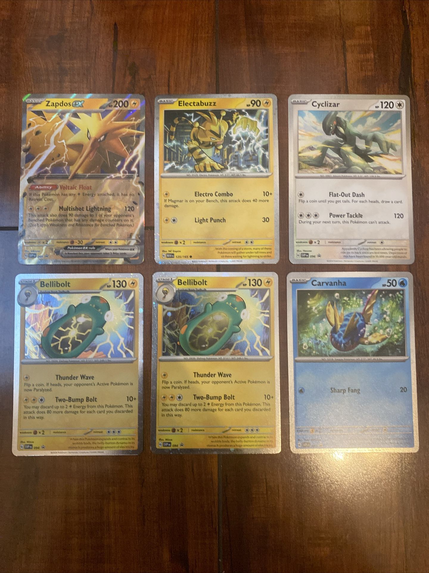 Pokemon Zapdos EX Electabuzz Cyclizar Carvanha Bellibolt Black Star Promo Lot of 6!