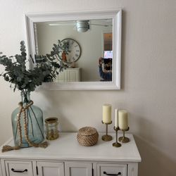 White Rectangle Wall Mirror 