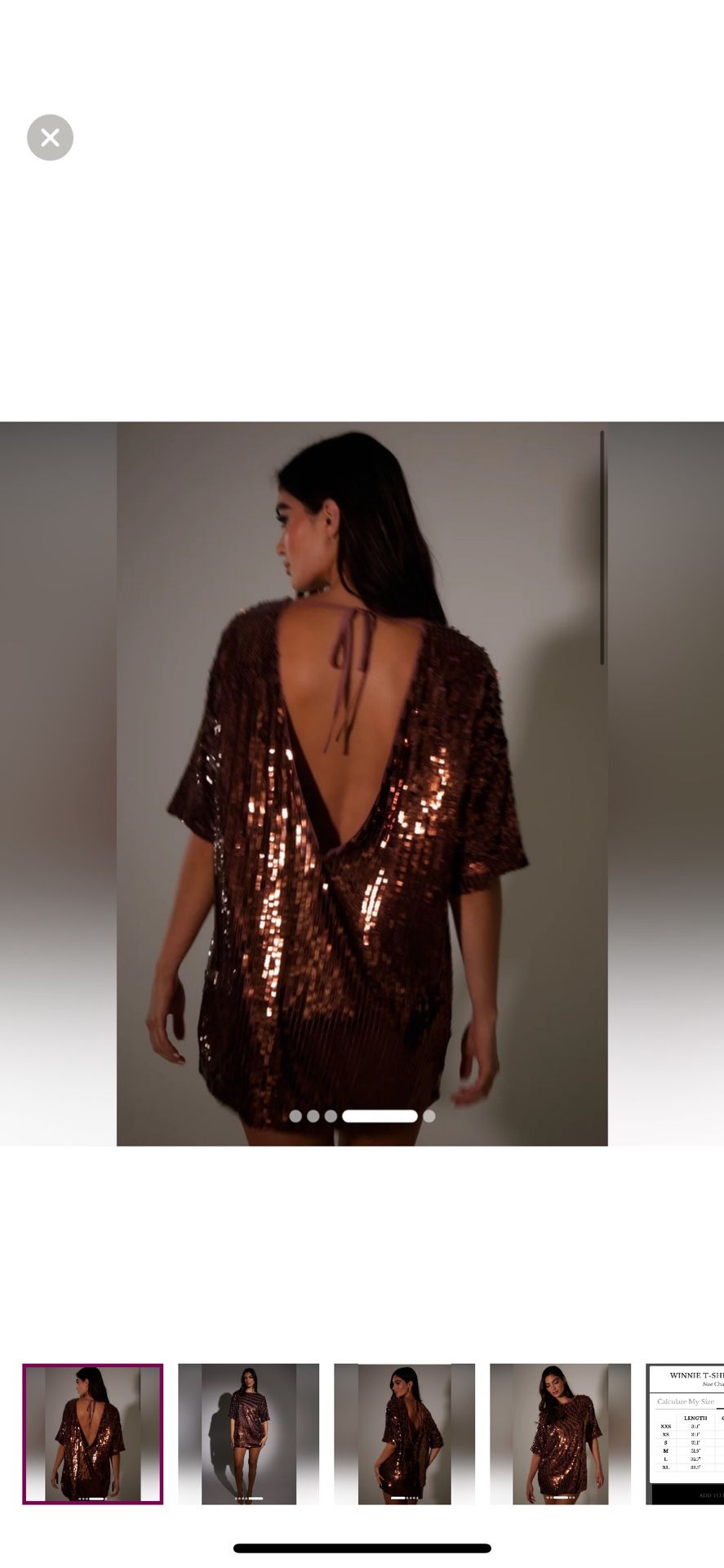 SLA the label bronze brown WINNIE T-SHIRT DRESS sparkly sequin tunic party