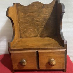 Vintage wooden recipe index card filing box chest countertop Cabinet with Drawer