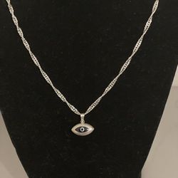 Silver Necklace With  🧿LUCKY🧿BLUE 🧿 EYES🧿Pendant 