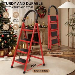 Folding Ladder 4-Step Durable – 450 lbs Capacity