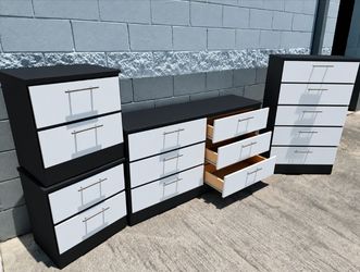 DRESSER, CHEST AND TWO NIGHSTANDS