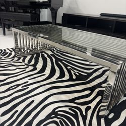 Diamond Sofa Soho Glass Rectangular Coffee Table in Stainless Steel- Retail: $1299