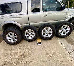 In Upland 91784. Stock OEM 17” Toyota 6 Lug Rims Wheels Bridgestone Dueler P265/70R17 Tires 1/3 Left Stock Lugs $375 Cash 2401 N. Euclid Ave Upland 91