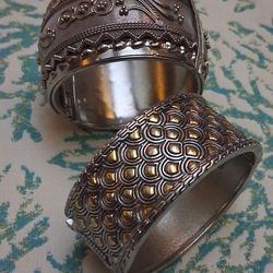 Womens Silver Hinged Cuff Bangle Bracelet 