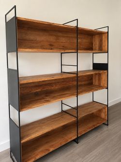 Dultic Recycled Pine Timber & Iron Display Shelf, Double Bay