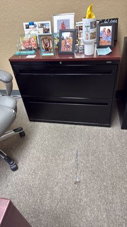 Executive desk conference  table N file cabinet and 3 chairs