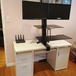 Ergotron Sit Stand Duel Workstation White Desk Conversion Workfit-S Sitstand Sit-stand Monitor Office Table