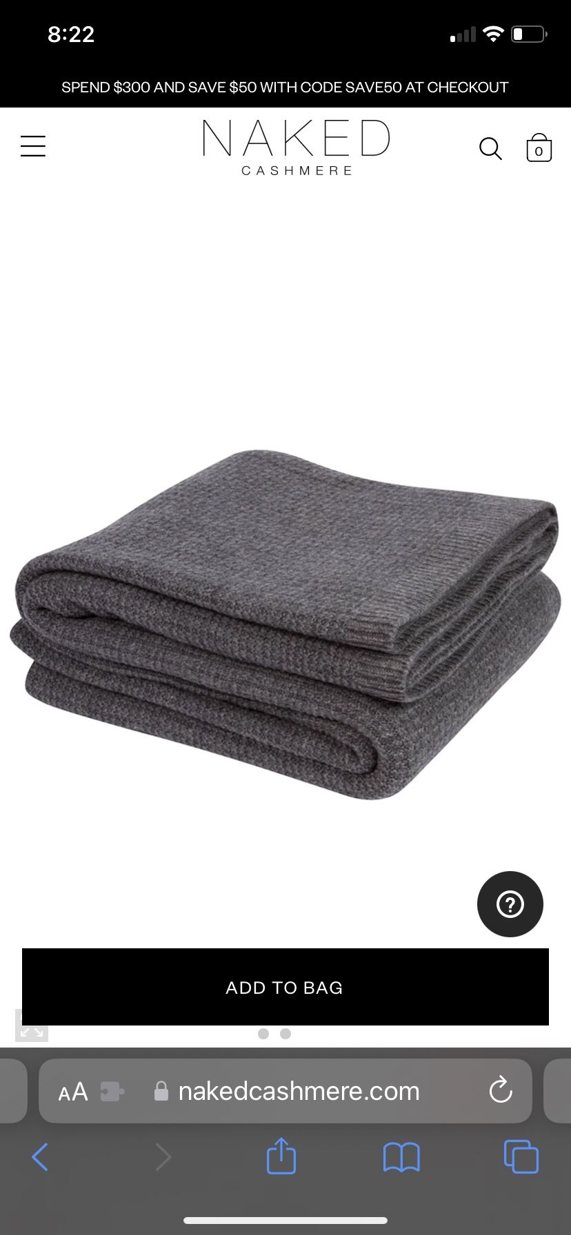 100% Cashmere Throw By Naked Casmere