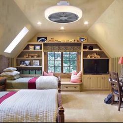 Ceiling Fan with Lights Low Profile Modern Small Ceiling Fans with LED Lights and Remote Control for Bedroom, Wihte Flush Mount Enclosed Ceiling Light