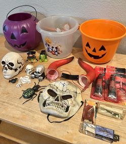 HALLOWEEN COSTUME $15 For All Or Pick Something & Offer Incense Skull Shelf Skull Devil Paint Make Up Horns Buckets Witch  Frankenstein Bat Ear Ring  