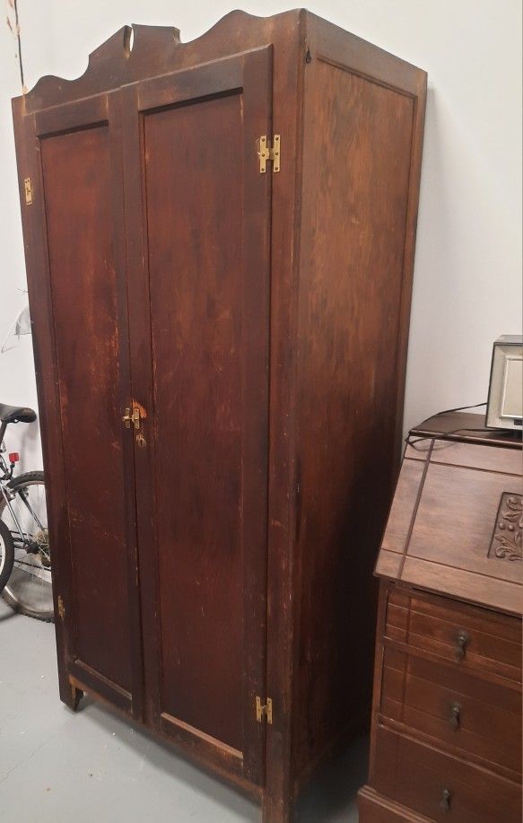Antique Solid Wood Closet And Storage Cabinet