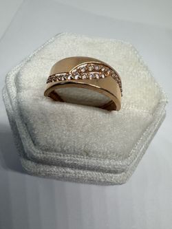 Vintage Ukraine 14K 585 Rose Gold CZ Ring Size 7.75 Soviet Era Fine Jewelry