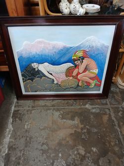 Vintage  Aztec Man Woman Art
