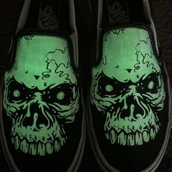 Vans Slip-On Glow-In-The-Dark Skull Skate Shoes