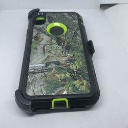 For iPhone XR Green Camouflage Case With Belt Clíp Case Holster 