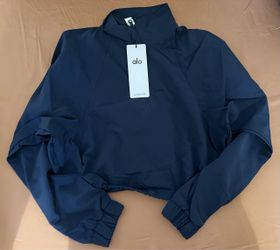 Alo Yoga Navy Half-Zip Cropped Pullover